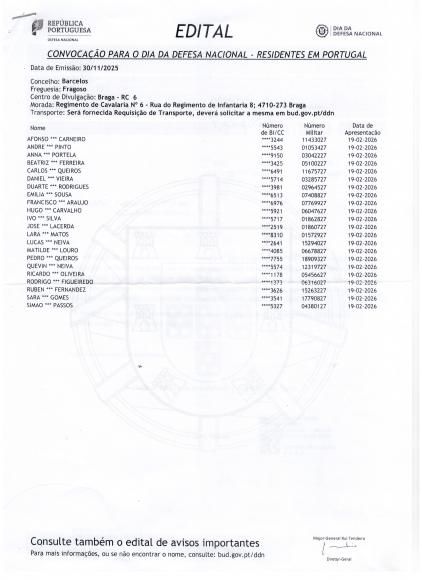 Convoca&ccedil;&atilde;o para o dia da Defesa Nacional