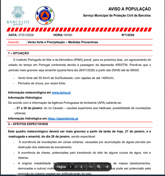 Aviso &agrave; popula&ccedil;&atilde;o