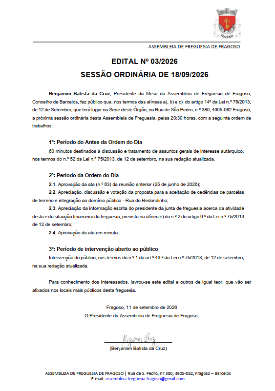 Sess&atilde;o ordin&aacute;ria 03/2026